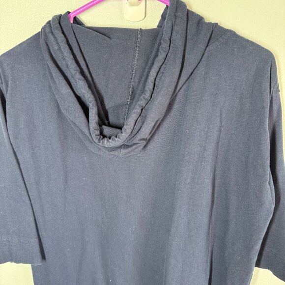 VTG Looney Tunes Embroided Tweety Hooded Sweatshirt Women L Navy Blue 1/4 Sleeve - Picture 7 of 10